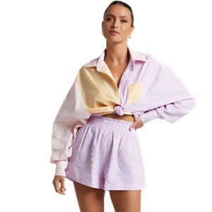 NWT. Striped Color Block Shirt Shorts Suits Two Piece Set. Multiple available.